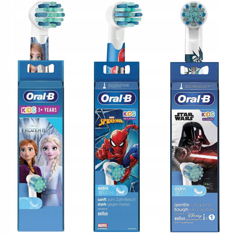 3 końcówki Oral-B Frozen + Star Wars + Spiderman