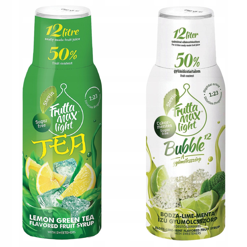 Syrop FruttaMax ICE TEA CYTRYNOWA GREEN Light 500 ml+Syrop FruttaMax LIMONKA MIĘTA BEZ LIGHT 500ml Syrop FruttaMax ICE TEA CYTRYNOWA GREEN Light 500 ml+Syrop FruttaMax LIMONKA MIĘTA BEZ LIGHT 500ml