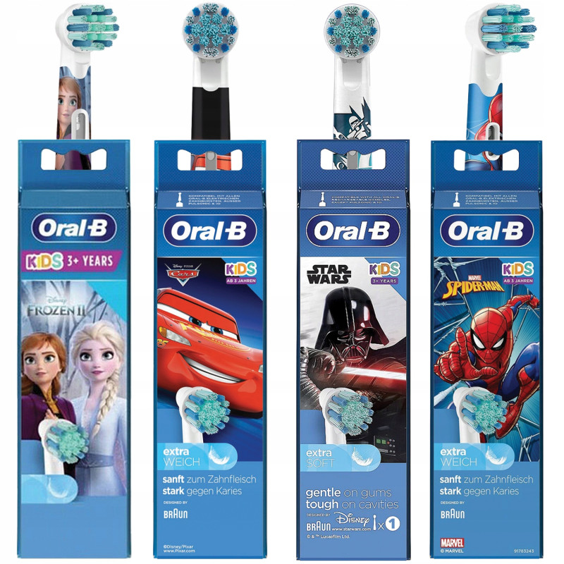 4x Końcówka Oral-B Kids Frozen+ Auta+ Spiderman+ StarWars