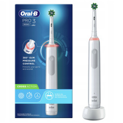 Szczoteczka Oral-B Pro 3 3000 Cross Action Biała + 4 zam. Precision + etui Szczoteczka Oral-B Pro 3 3000 Cross Action Biała + 4 zam. Precision + etui