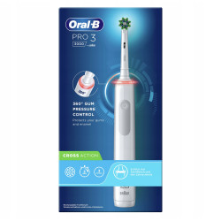 Szczoteczka Oral-B Pro 3 3000 Cross Action Biała + 4 zam. Precision + etui Szczoteczka Oral-B Pro 3 3000 Cross Action Biała + 4 zam. Precision + etui