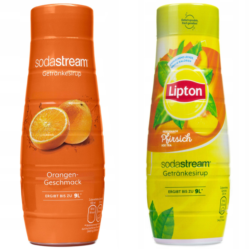 Syrop do SodaStream Classics Pomarańcza 440ml+ Lipton Ice Tea Brzoskwinia 440 ml