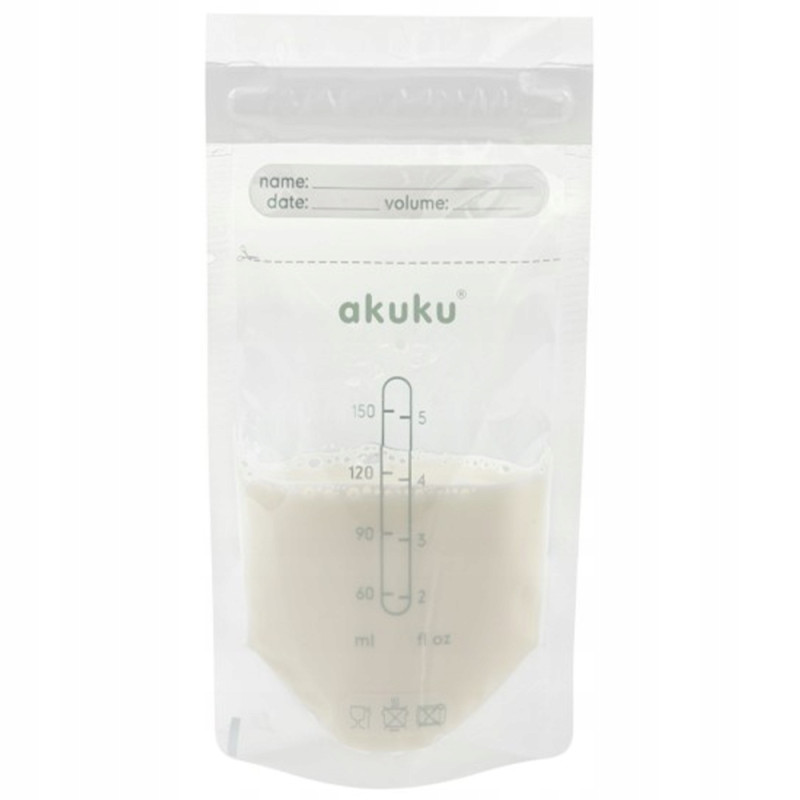 AKUKU Sterylne woreczki do przechowywania pokarmu 150ml