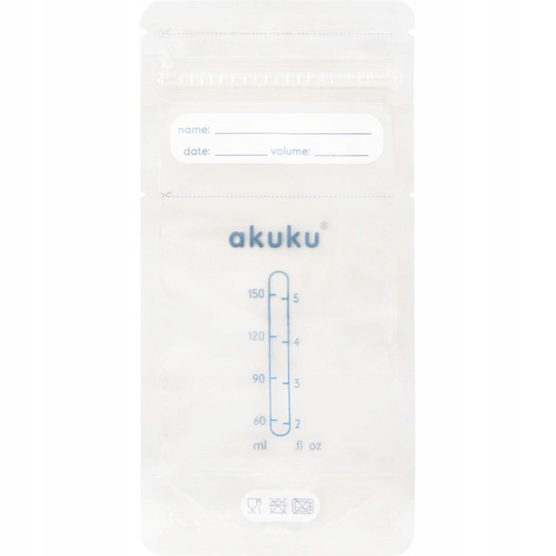 AKUKU Sterylne woreczki do przechowywania pokarmu 150ml