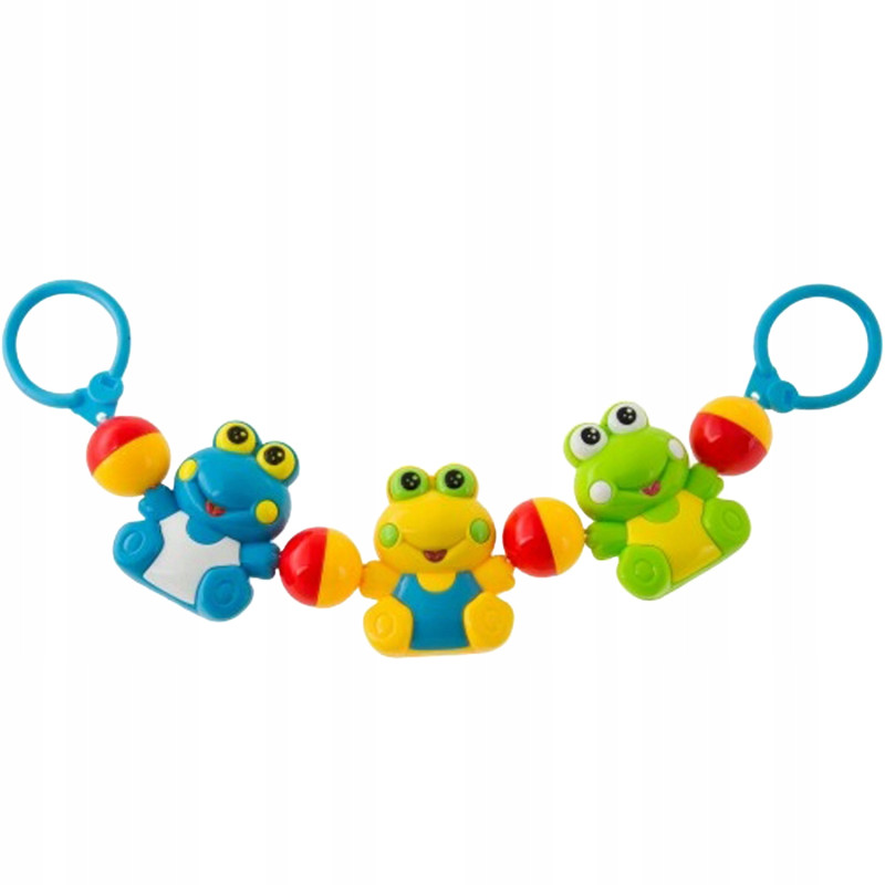 GRZECHOTKA DO WÓZKA ŁÓŻECZKA 30 CM WESOŁE ŻABKI