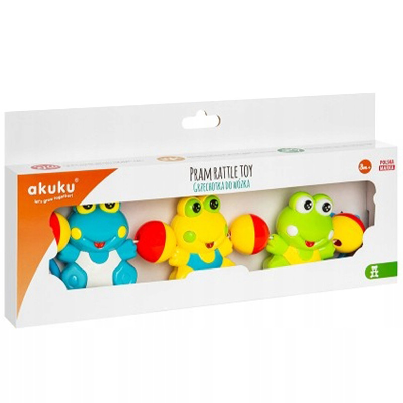 GRZECHOTKA DO WÓZKA ŁÓŻECZKA 30 CM WESOŁE ŻABKI