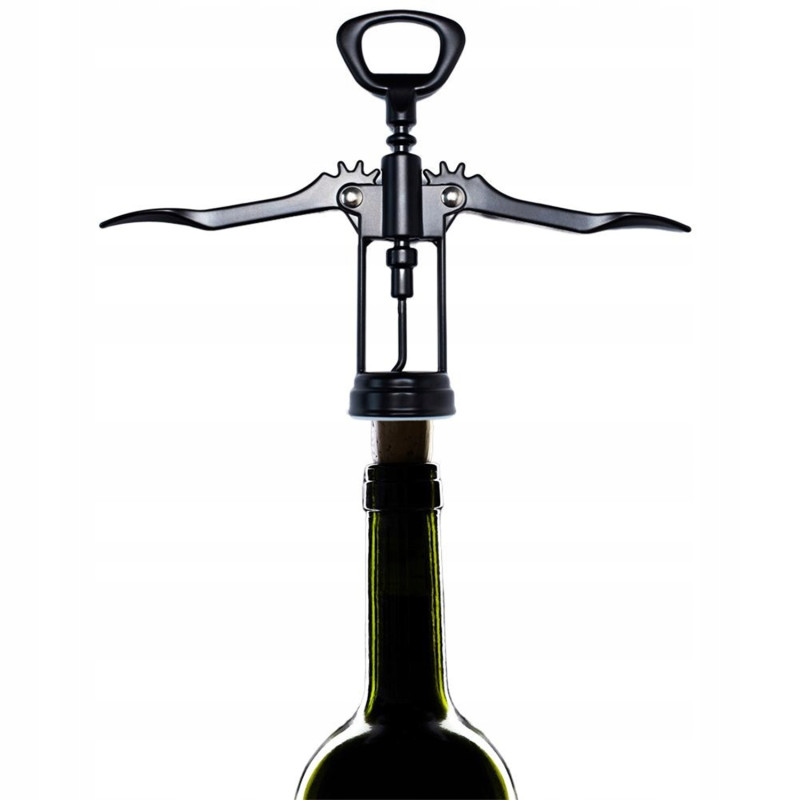KORKOCIĄG DO WINA OTWIERACZ DO BUTELEK CZARNY