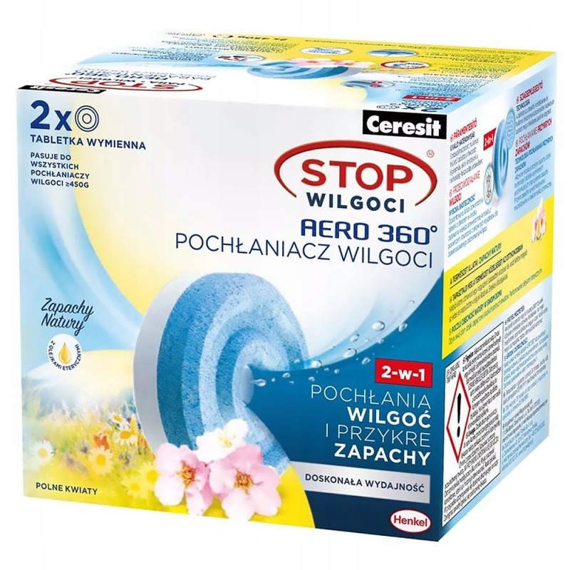 4x tabletka pochłaniacz Ceresit 450g (2x polne kwiaty 2x bezwonne) 4x tabletka pochłaniacz Ceresit 450g (2x polne kwiaty 2x bezwonne)