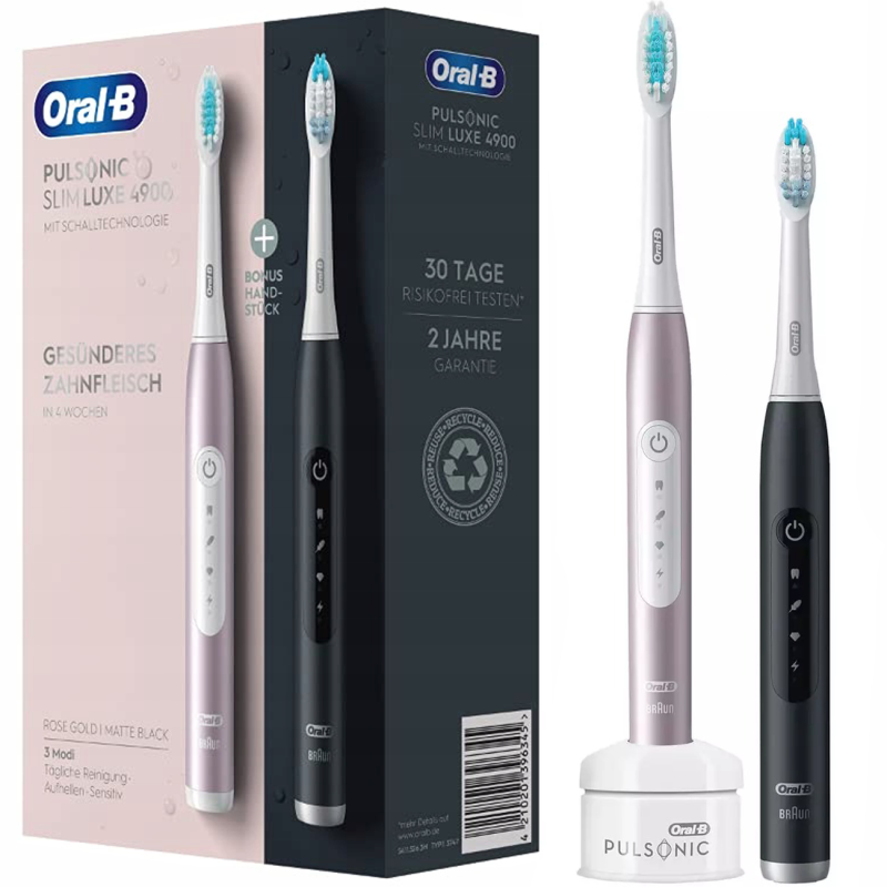 Dwupak Szczoteczka Oral-B Pulsonic Slim Luxe 4900 Black/ Rose Gold