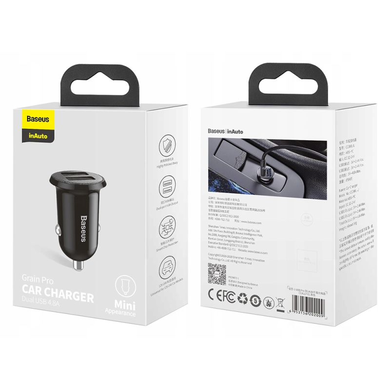 BASEUS Ładowarka samochodowa 2x USB 4.8A 24W 3409