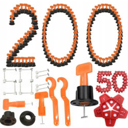 System poziomowania płytek (Zestaw po 50 sztuk) x4 + 50 gwiazdek + 50 dodatkowych szpilek