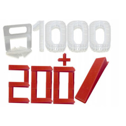 Klips do poziomowania płytek 1.0 mm (zestaw po 100 sztuk) x10 + klin do poziomowania x200