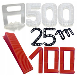 Klips do poziomowania płytek 1.5 mm (zestaw po 100 sztuk)x5 100 klin 25 narożników