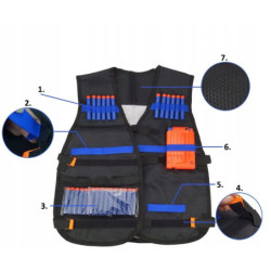 Gotowy zestaw VEST SET #3A ( z długim magazynkiem) do Hasbro Nerf + piankowe cele beczki