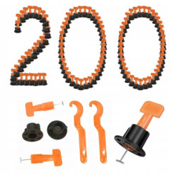 System poziomowania płytek (Zestaw po 50 sztuk) x4 + 50 gwiazdek + 50 dodatkowych szpilek + 25 narożników