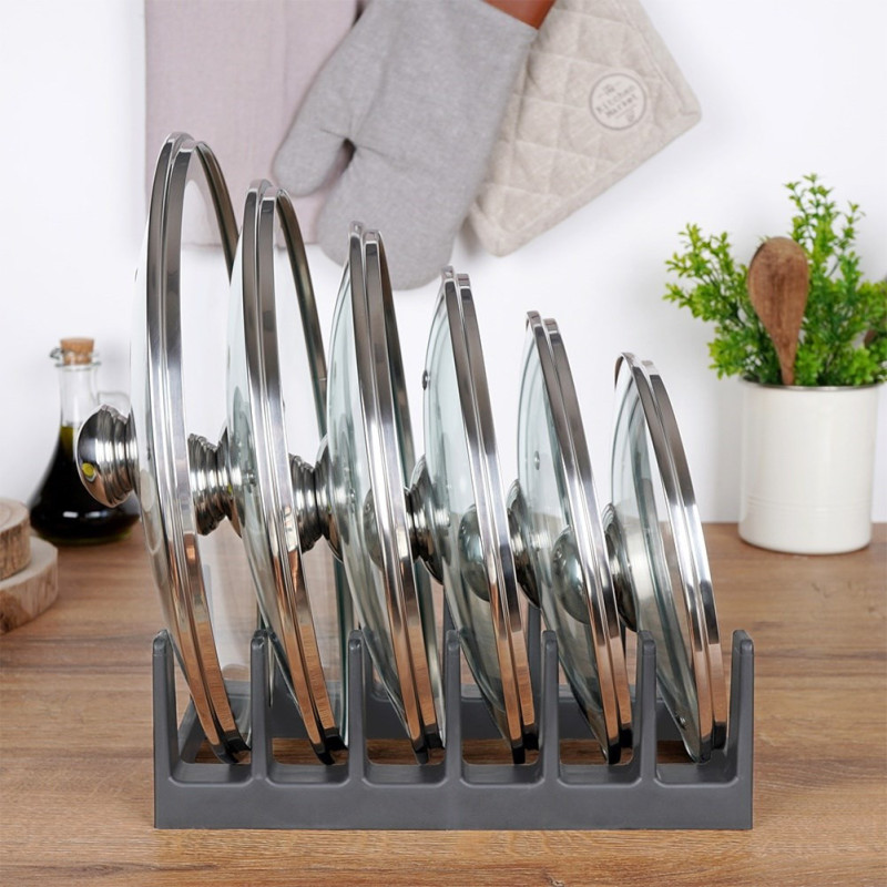 STOJAK NA POKRYWKI TALERZE DESKI ORGANIZER CZARNY