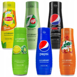 6x Syrop SodaStream Pepsi, Pepsi MAX, Mirinda, 7UP0,Cytryna Limonka,Lipton Ice Tea Brzoskwinia 440 ml