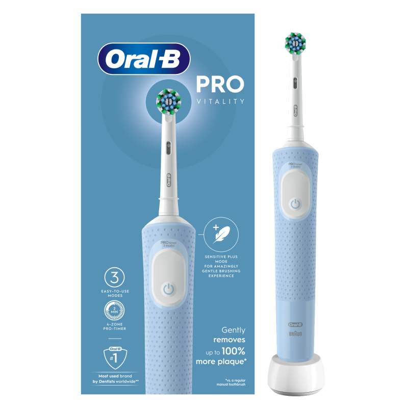 Szczoteczka Oral-B Vitality Pro D103 Blue + Końcówka zamienna Precision Clean SB-17A x4 + etui białe