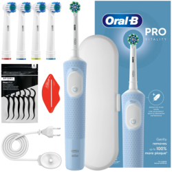 Szczoteczka Oral-B Vitality Pro D103 Blue + Końcówka zamienna Precision Clean SB-17A x4 + etui białe