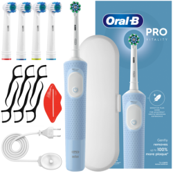 Szczoteczka Oral-B Vitality Pro D103 Blue + Końcówka zamienna Precision Clean SB-17A x4 + etui białe