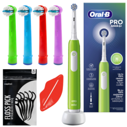 Szczoteczka Oral-b Pro Junior 6+ Zielona + 4x końcówka zamienna EB-10A Color