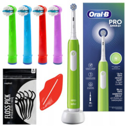 Szczoteczka Oral-b Pro Junior 6+ Zielona + 4x końcówka zamienna EB-10A Color