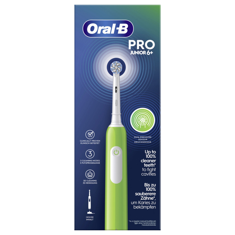 Szczoteczka Oral-b Pro Junior 6+ Zielona + 4x końcówka zamienna EB-10A Color