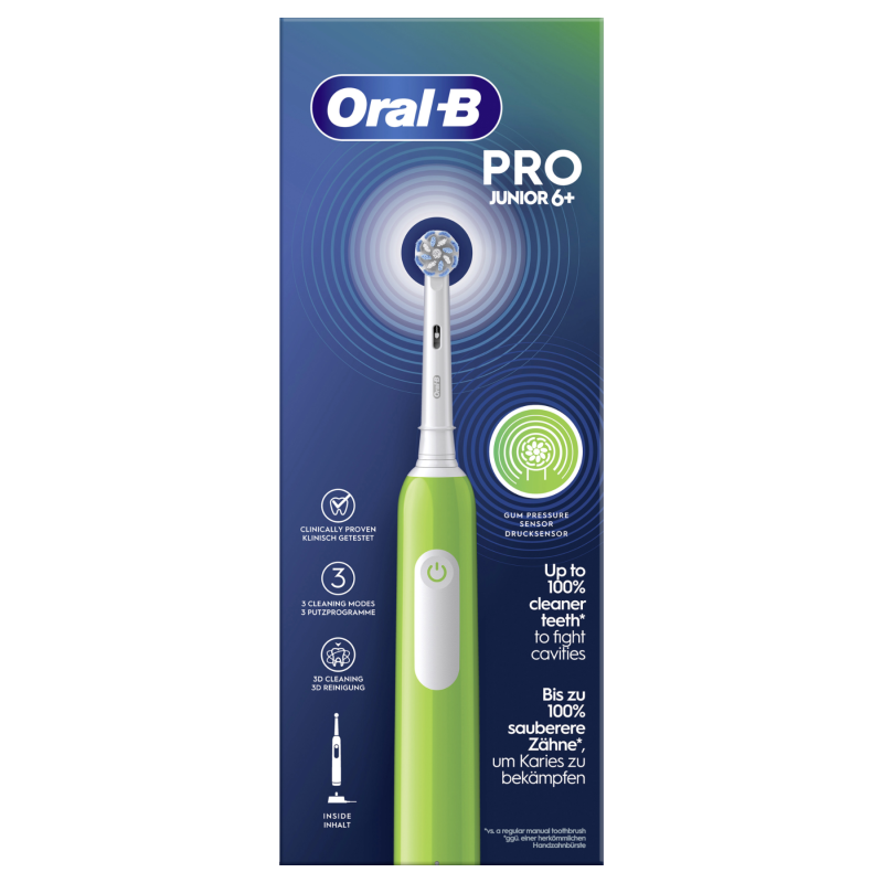 Szczoteczka Oral-b Pro Junior 6+ Zielona + 8x końcówka zamienna EB-10A Color