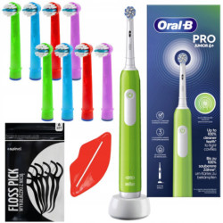 Szczoteczka Oral-b Pro Junior 6+ Zielona + 8x końcówka zamienna EB-10A Color
