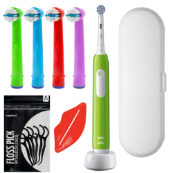 Szczoteczka Oral-b Pro Junior 6+ Zielona + 4x końcówka zamienna EB-10A Color + etui białe