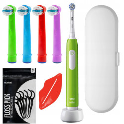 Szczoteczka Oral-b Pro Junior 6+ Zielona + 4x końcówka zamienna EB-10A Color + etui białe