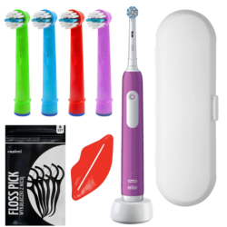 Szczoteczka Oral-b Junior Pro Fiolet + 4x końcówka zamienna EB-10A Color + etui białe