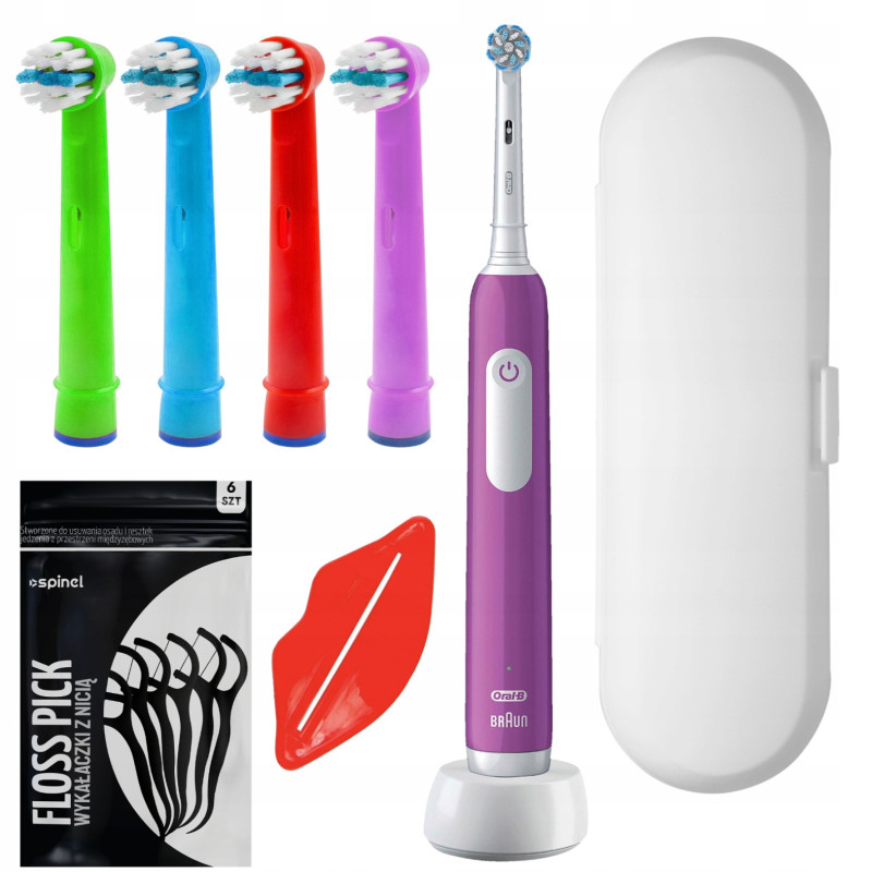 Szczoteczka Oral-b Junior Pro Fiolet + 4x końcówka zamienna EB-10A Color + etui białe