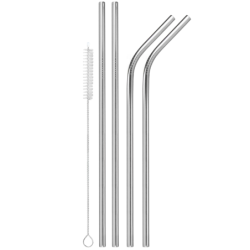 4x METALOWE SŁOMKI SPINEL SODA RURKI WIELORAZOWE DO NAPOJÓW + CZYŚCIK