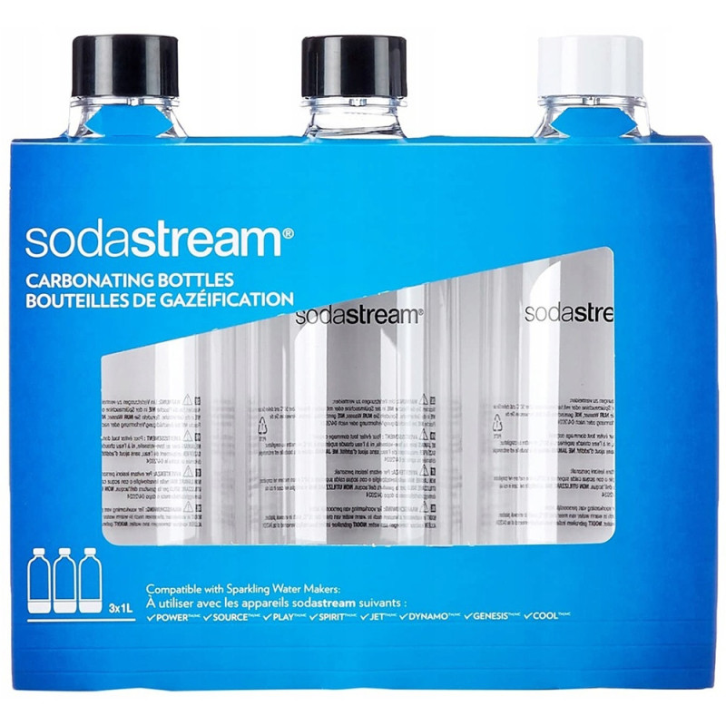 Saturator SodaStream Terra Black jedna butelka + Butelki SodaStream 3x 1L Standard + BOLERO