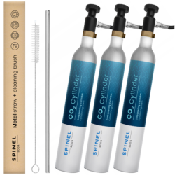 3x CO2 GAZ SPOŻYWCZY 425g zawór Jedno/Dwukierunkowy Twist + Metalowa Słomka + czyścik