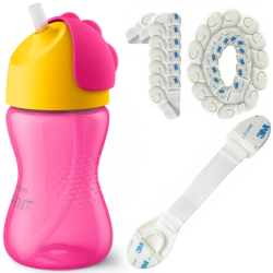Philips Butelka Philips Avent SCF798/02 12m+ pink-yellow + zabezpieczenie 10 szt