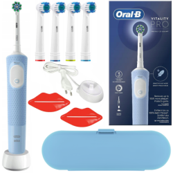 Szczoteczka Oral-B Vitality Pro D103 Blue + niebieskie etui + 4 końcówki zamienne + 2 wyciskacze
