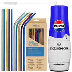 Syrop do SodaStream Pepsi + Metalowe słomki SpinelSoda x10