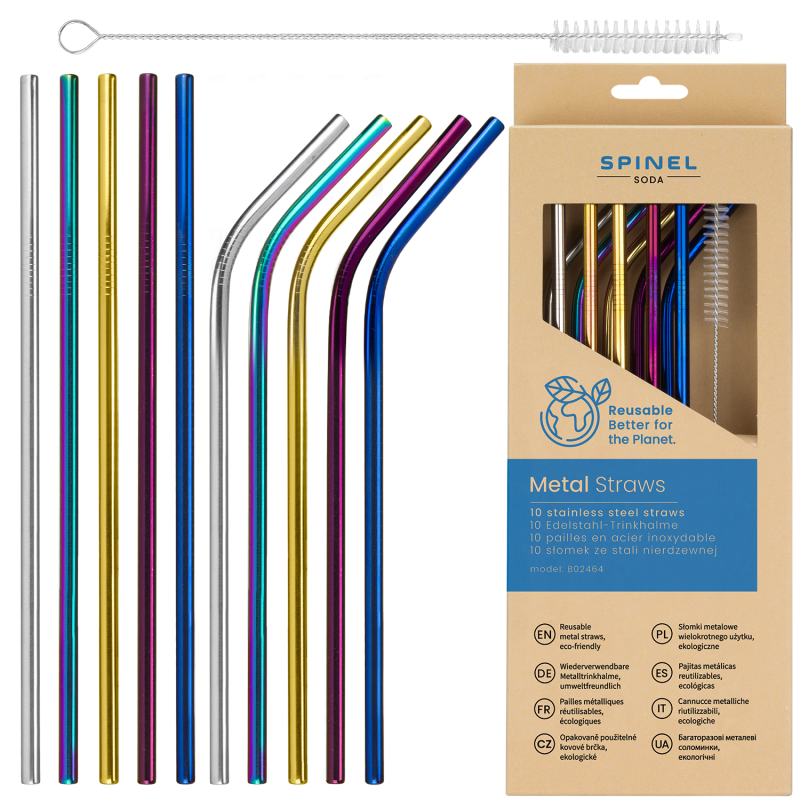 Syrop do SodaStream Mirinda + Metalowe słomki SpinelSoda x10