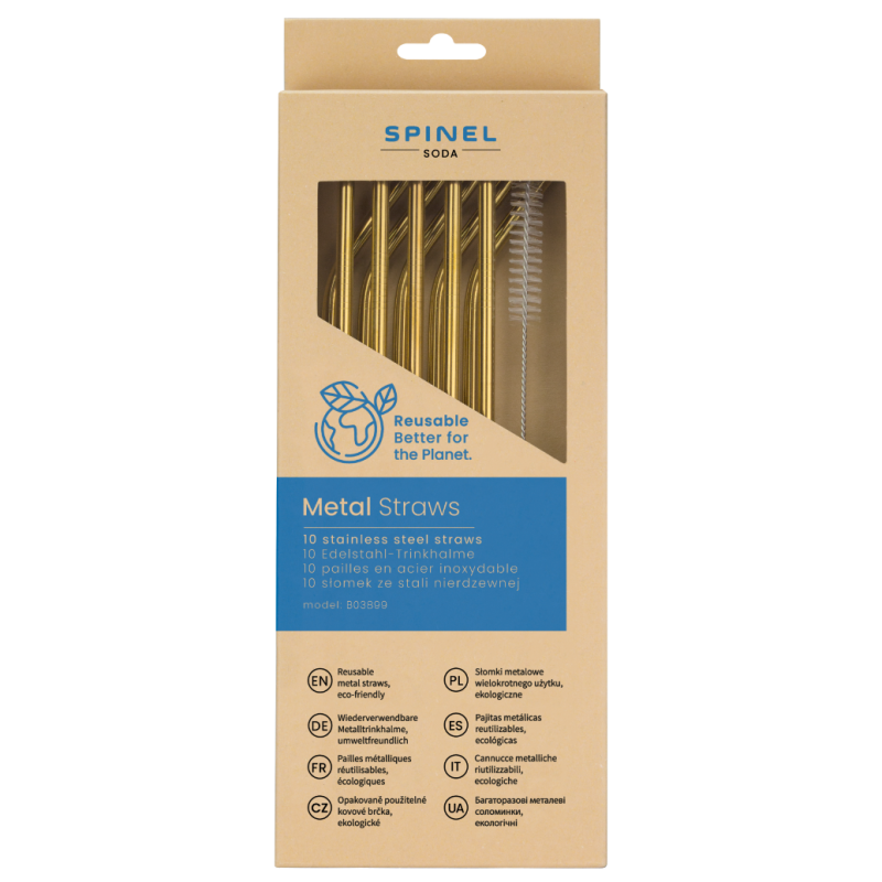 Metalowe słomki SpinelSoda x10 Gold