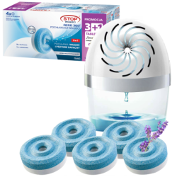 4x tabletka pochłaniacz Ceresit 450g 1xlawenda 3x zwykła + Urządzenie białe pochłaniacz Ceresit Aero 360