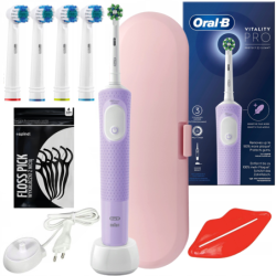 Oral-B Vitality Pro D103 Lilac Violet + końcówki zamienne + etui różowe +usta + wykałaczki