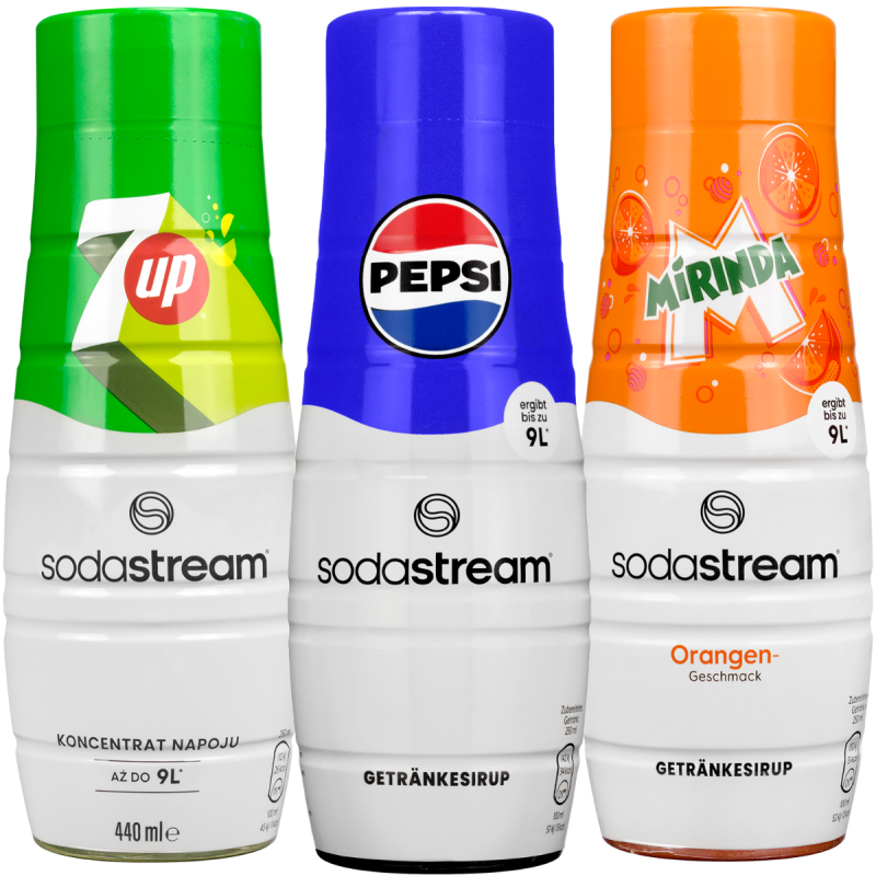 Saturator SodaStream Terra White + jedna butelka + 3x Syrop do Sodastream Pepsi, Mirinda, 7UP