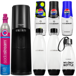 Saturator SodaStream Terra Black + 3 butelki + 3 syropy Pepsi, Pepsi MAX, Pepsi MAX Limonka