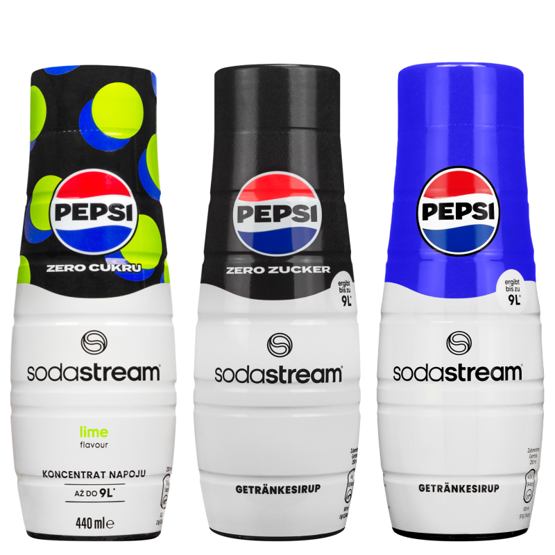 Saturator SodaStream Terra Black + 3 butelki + 3 syropy Pepsi, Pepsi MAX, Pepsi MAX Limonka