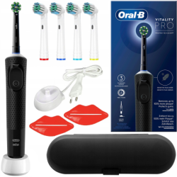 Oral-B Vitality Pro D103 Protect X Clean (Cross Action Black) + 4 zam. precision + etui czarne + 2x wyciskacz