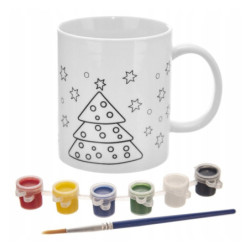 Kubek do malowania z farbkami 350ml Choinka + Kubek do malowania z farbkami 330ml