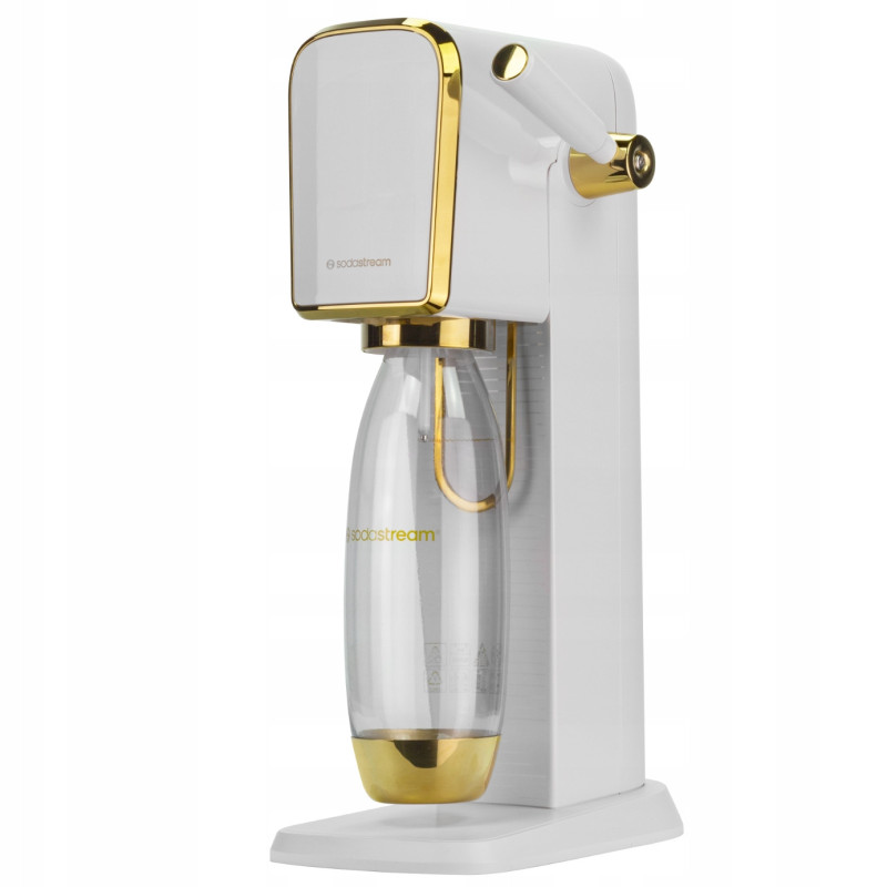 Saturator SodaStream Art White/Gold jedna butelka + Butelki SodaStream 1L Fuse Dwupak Czarne + bolero