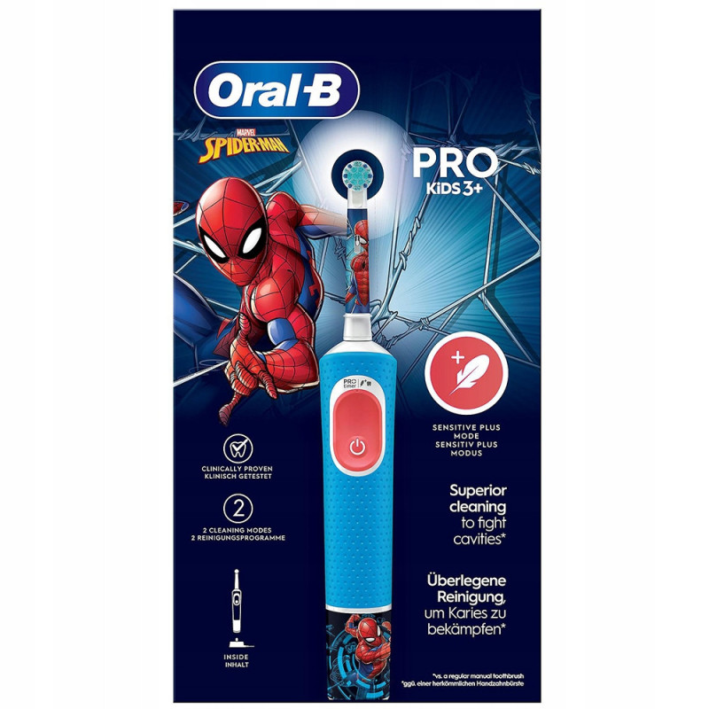 ORAL-B VITALITY D103 SPIDERMAN + 4 Końcówki zam, osłonka, wyciskacz, wykałaczki, etui